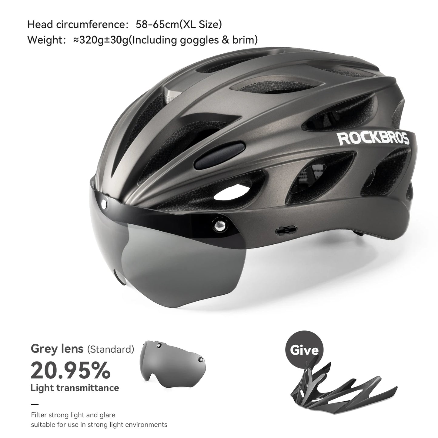 ROCKBROS Lightweight Integrated Cycling Helmet With Goggles