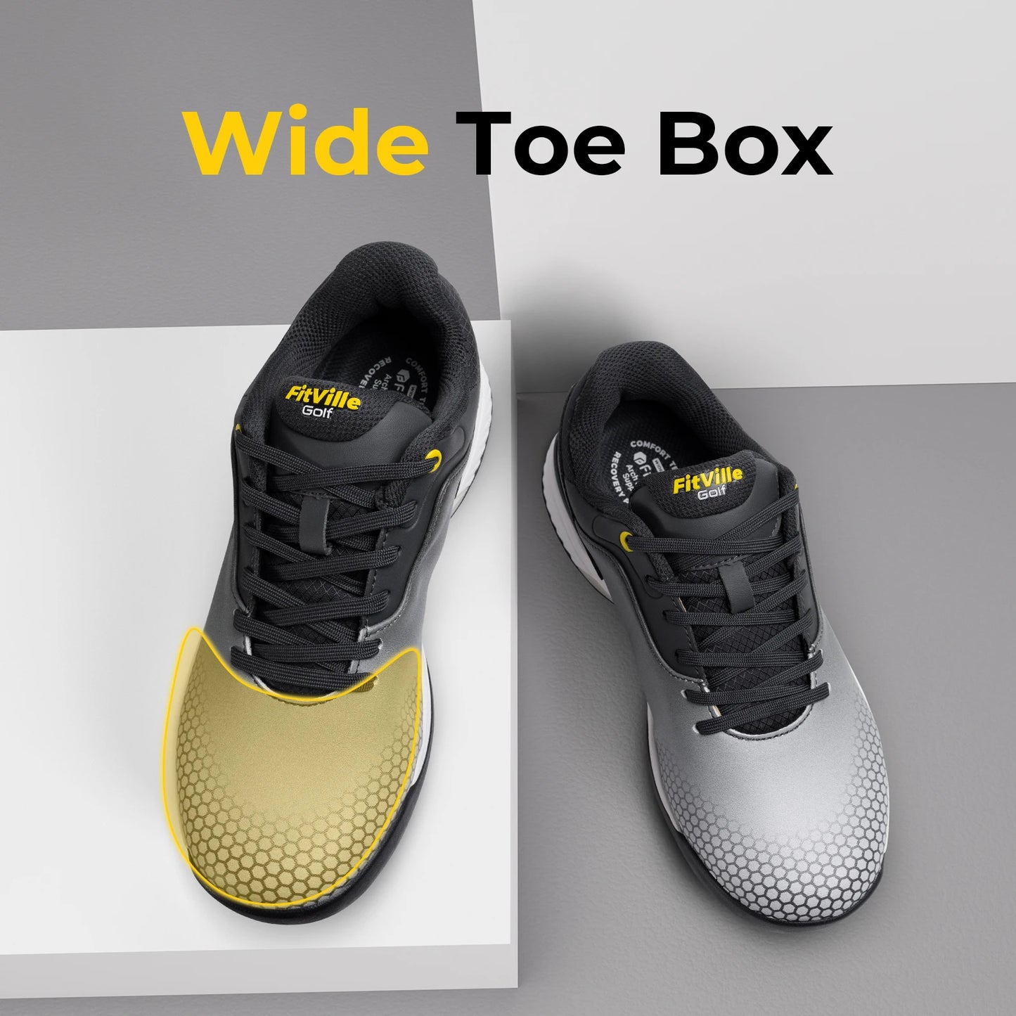 FitVille Wide Mens Golf Shoes Non Slip Comfort Swollen Feet