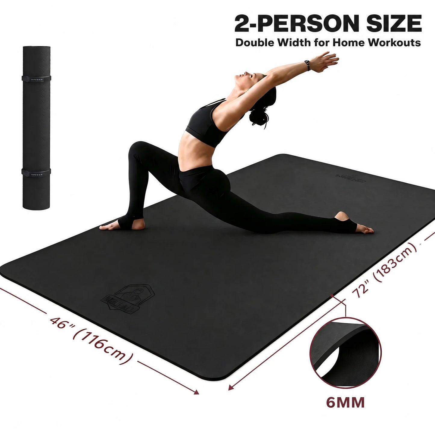 HAPBEAR TPE Yoga Mat Non Slip For Home Gym Workout