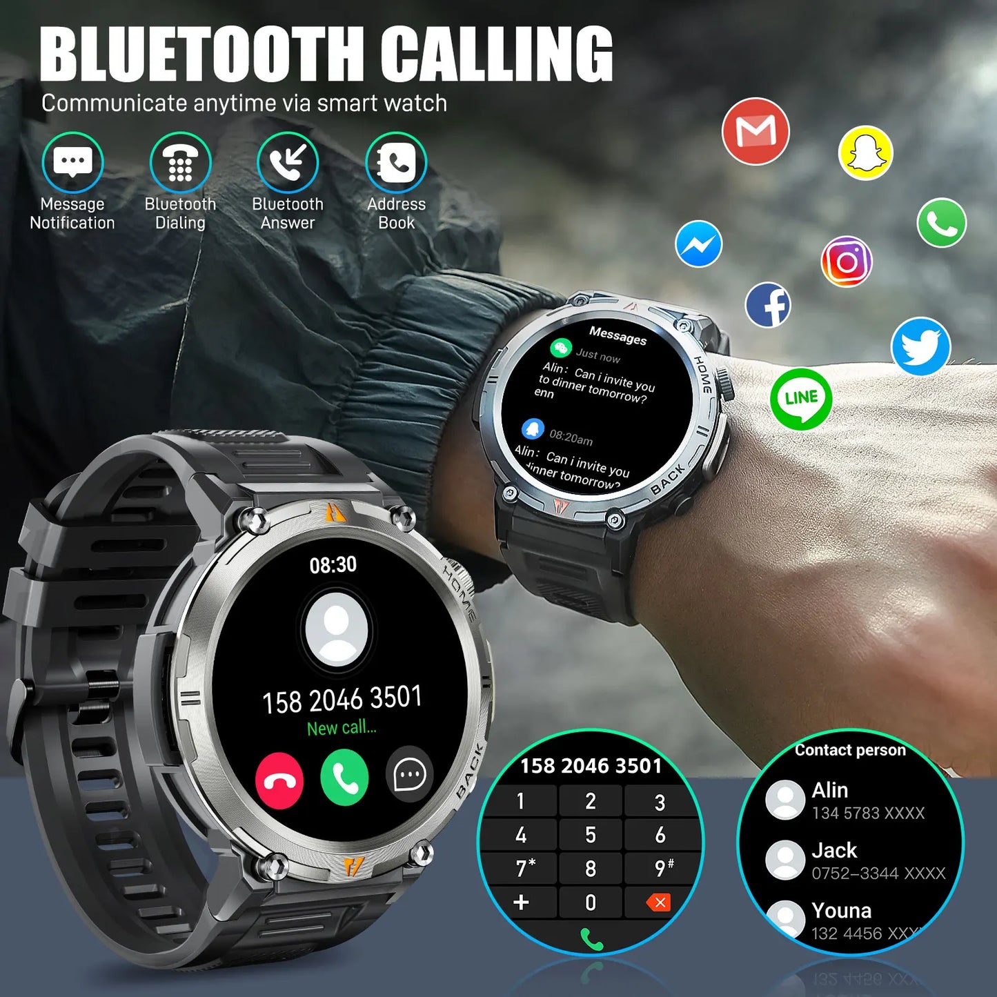 LaNikar KE3 Bluetooth Call Smartwatch For Men With Touch Screen