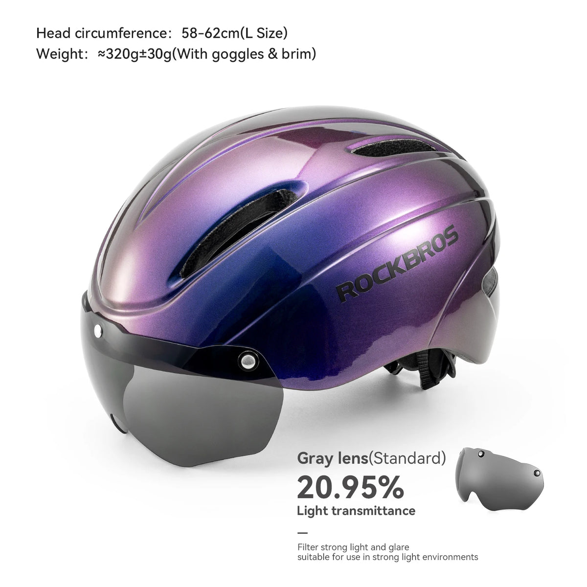 ROCKBROS Aero Cycling Helmet With Goggles For Road And MTB