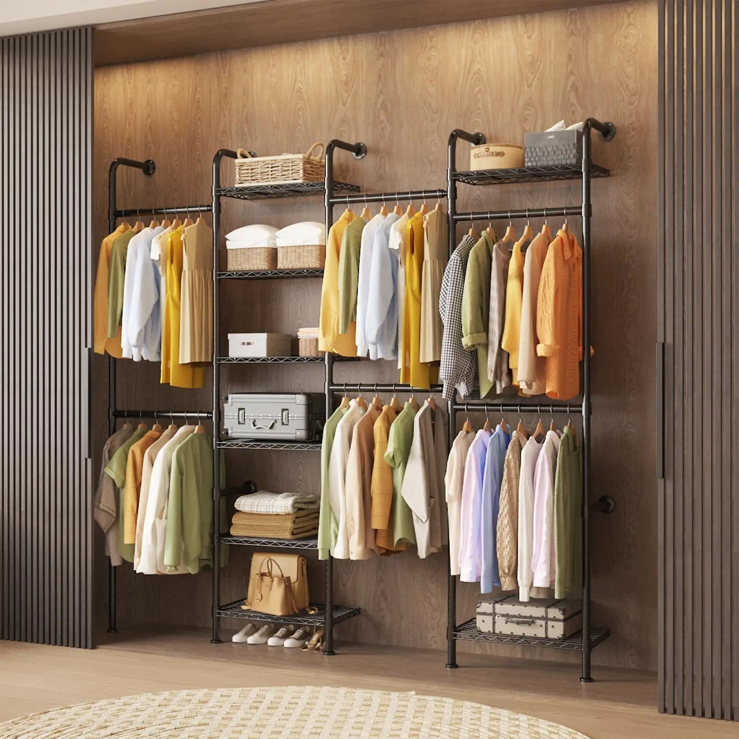 Studyset Carbon Steel Wall Mounted Clothes Rack With Expandable Rods