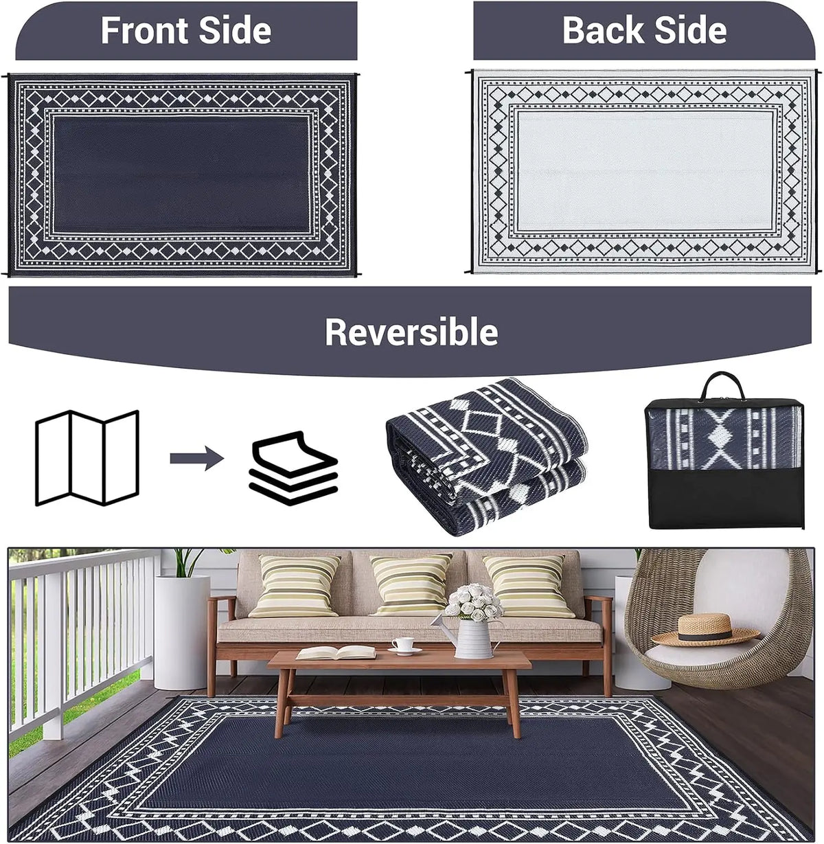 Garvee Waterproof Washable Flocking Rug For Living Room And Bedroom