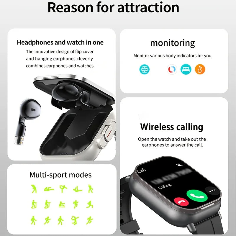 ERUN Smartwatch With Wireless Earbuds And Fitness Tracking