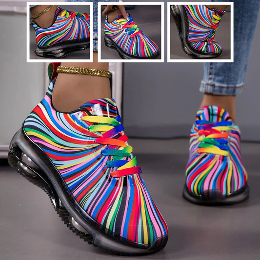 Women Air Cushion Sneakers Lace-Up Lightweight Non Slip Running Shoes