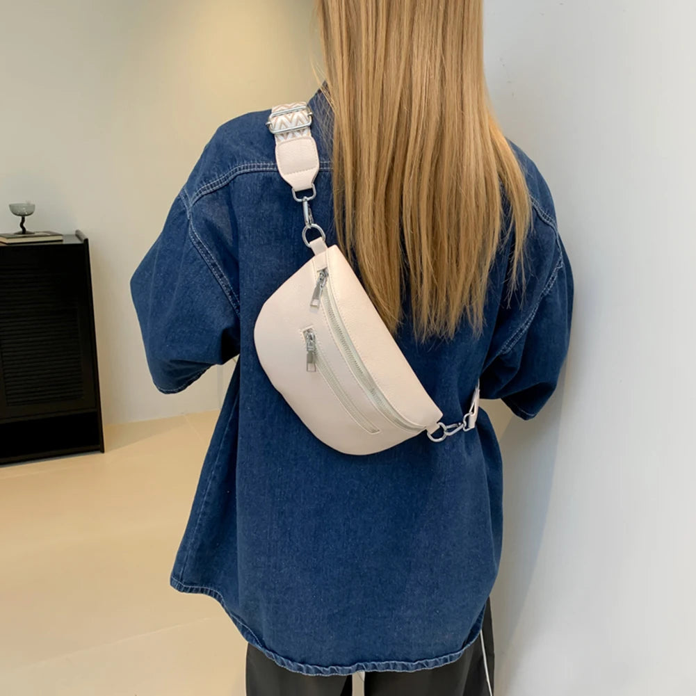 Shunmaii Women Crossbody Bag With Wide Strap Retro Fanny Pack
