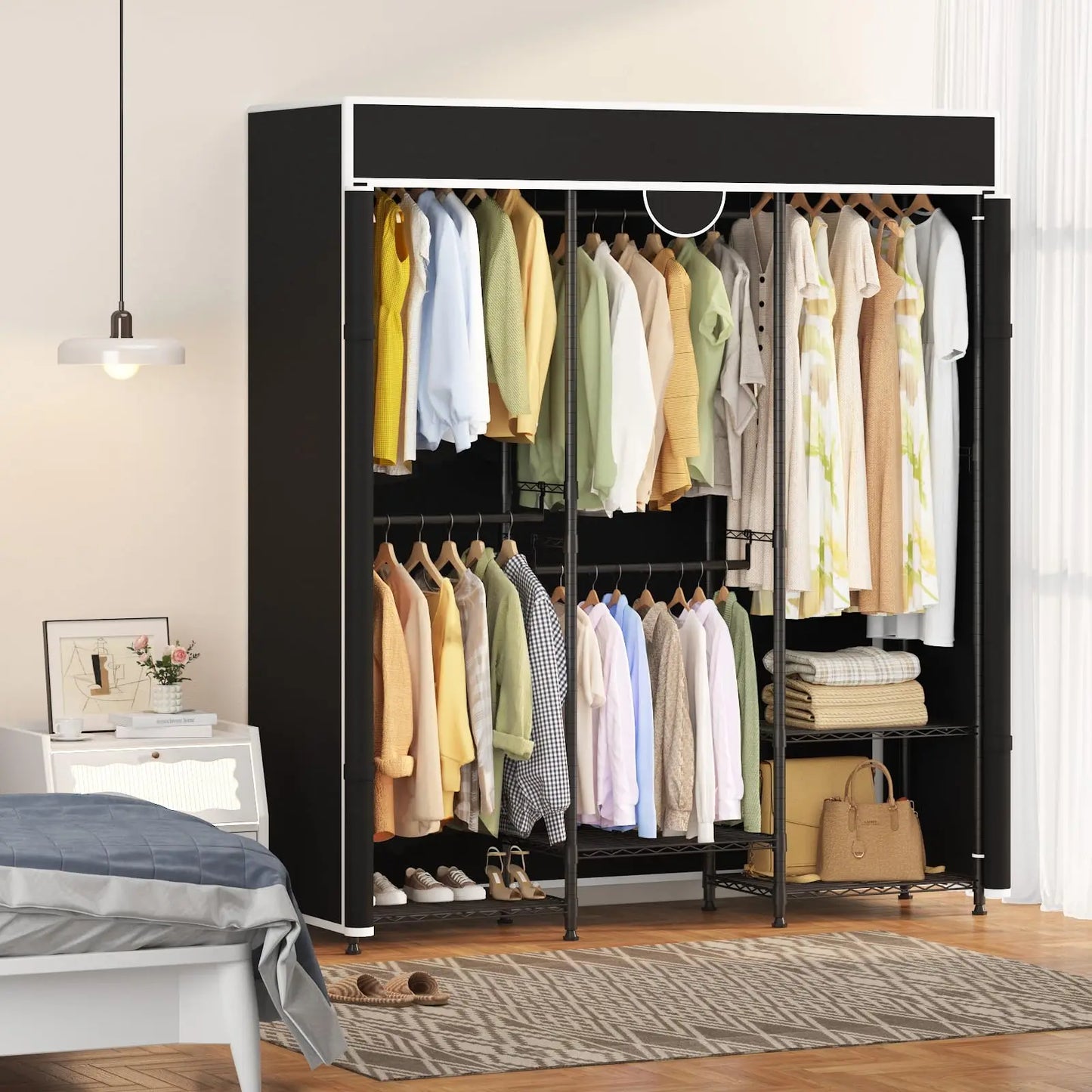 HiMISS Heavy Duty Portable Closet Wardrobe 1100 Lb Capacity