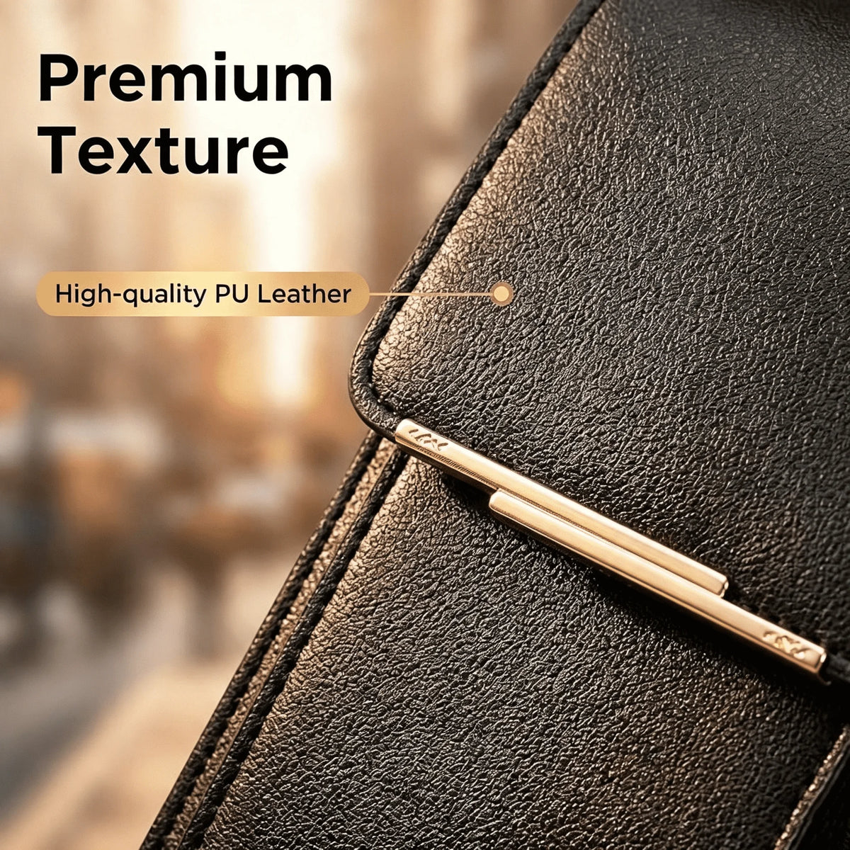 Women PU Leather Shoulder Bag With Touch Screen Window Zipper