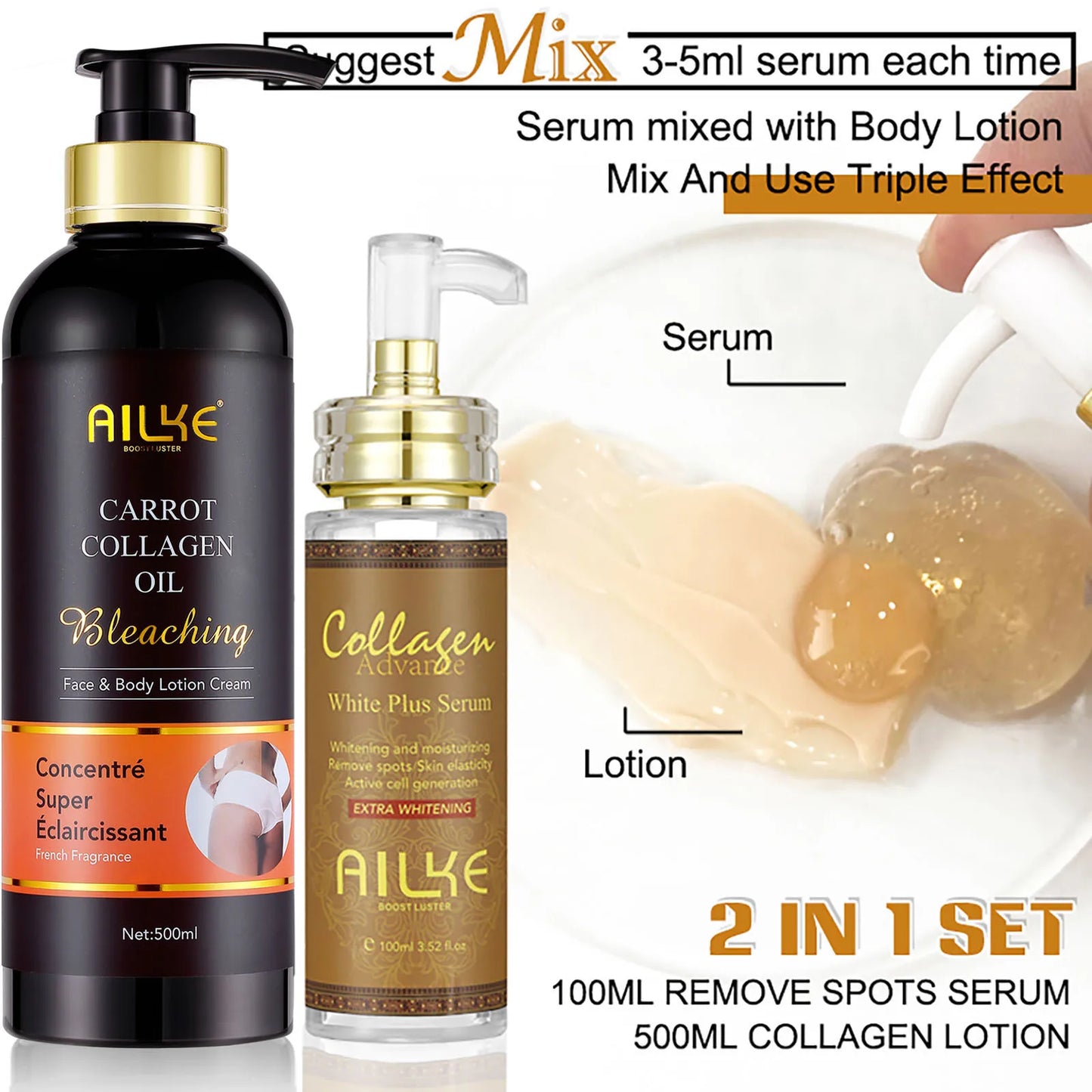 AILKE Collagen Skin Care Kit Whitening Dark Spot Corrector