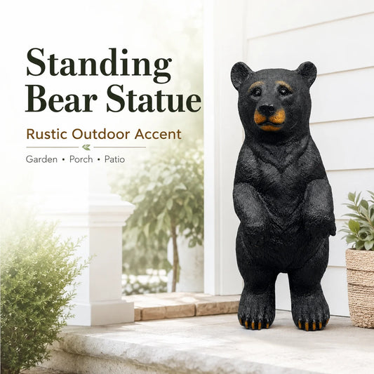 Realistic Standing Bear Statue Resin Outdoor Garden Decor
