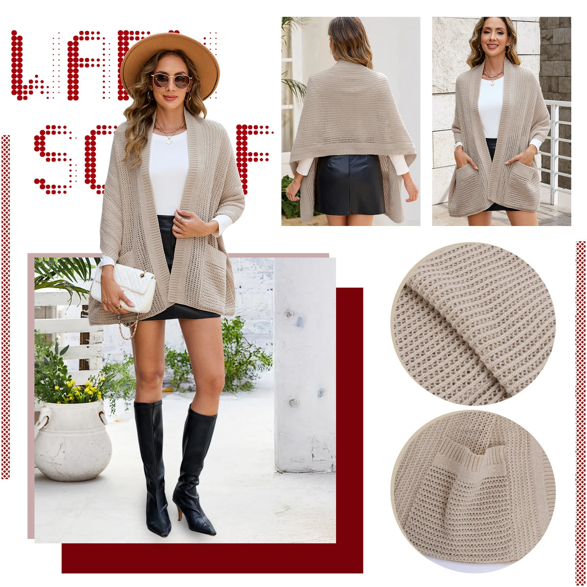 Multifunction Knitted Scarf Shawl With Pocket Neck Warmer Wrap