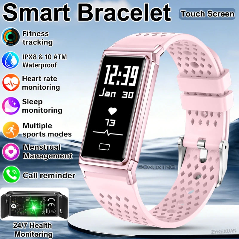 Fitness Tracker Smart Bracelet IPX8 Waterproof Touch Screen Health Monitor