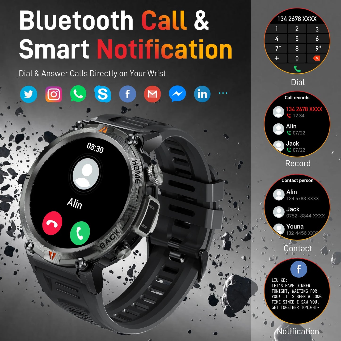 LaNikar KE3 Bluetooth Call Smartwatch For Men With Touch Screen