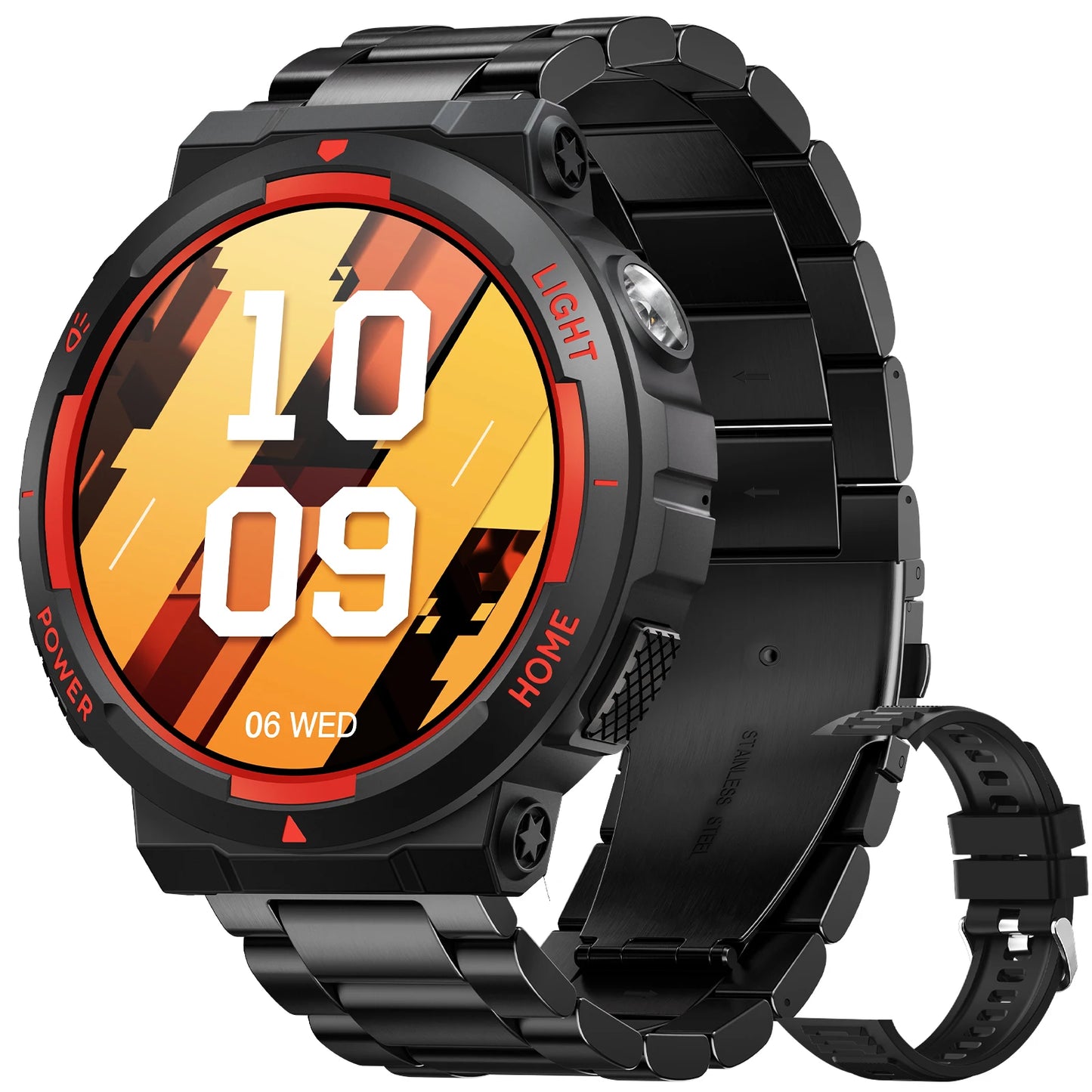 EIGIIS Smart Watch For Men With LED Flashlight Health Monitor