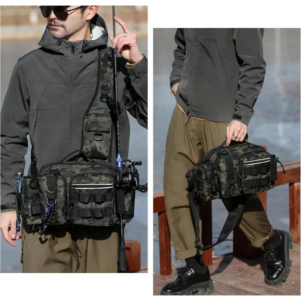 Fishing Tackle Backpack Waist Bag For Camping Hiking And More