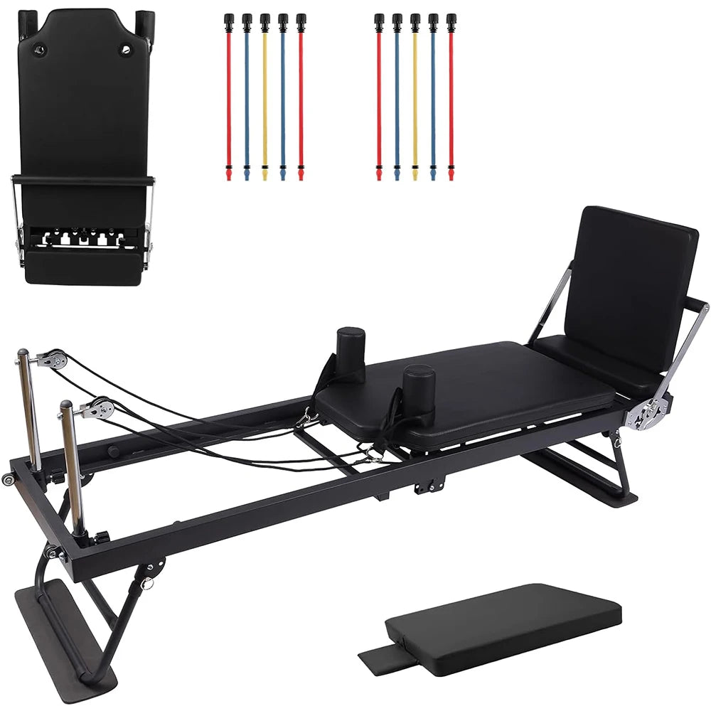 HiMISS Foldable Reformer Pilates Machine With Adjustable Spring System
