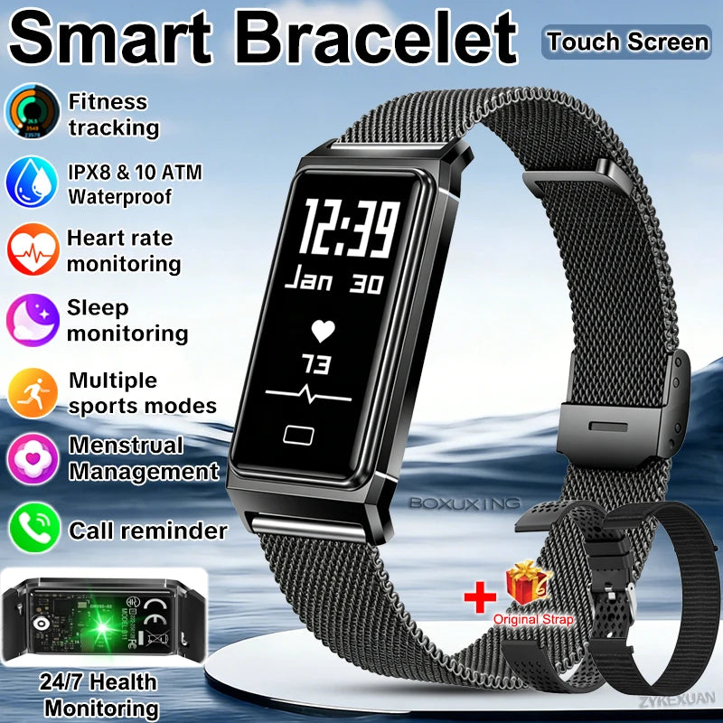 Fitness Tracker Smart Bracelet IPX8 Waterproof Touch Screen Health Monitor