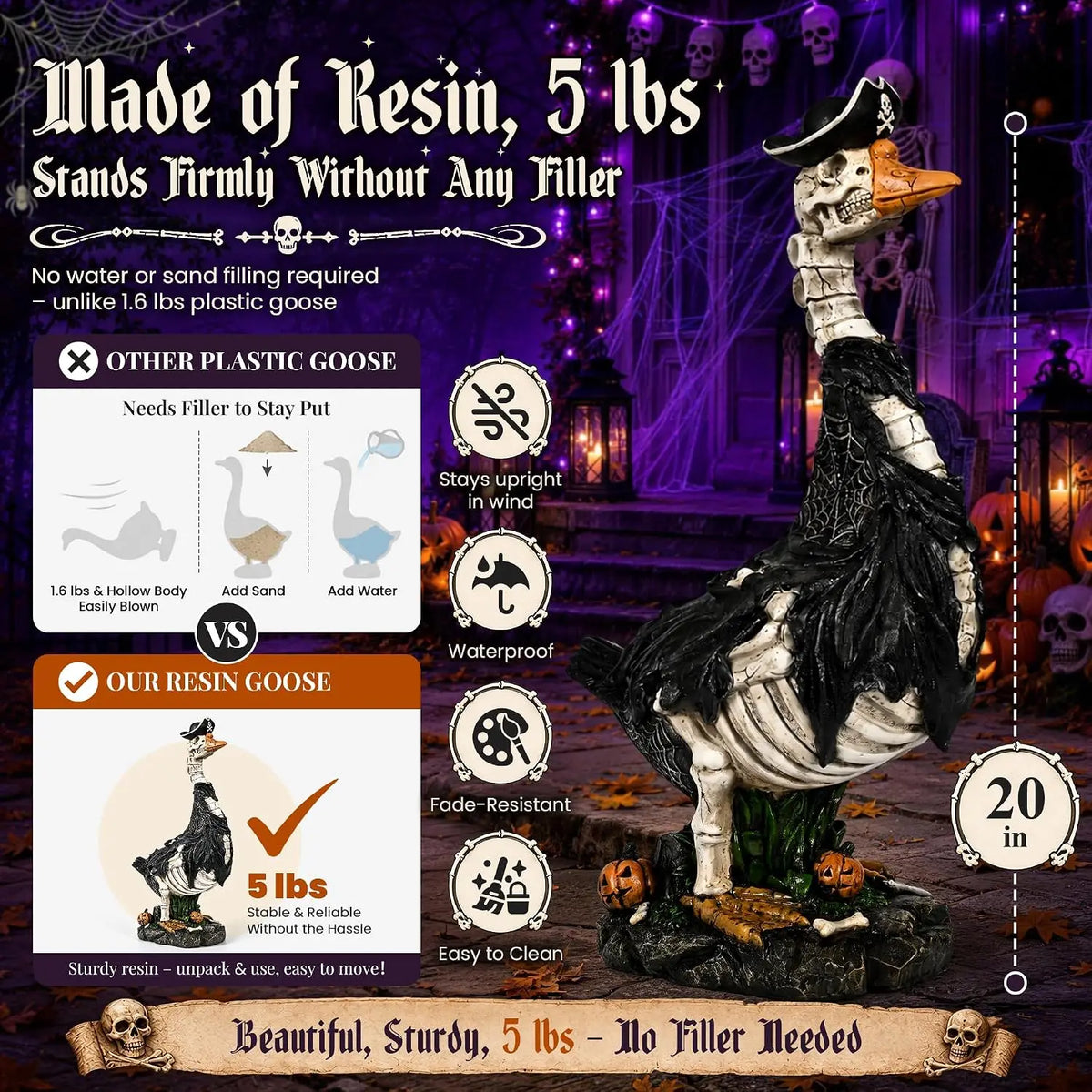 Halloween Skeleton Goose Porch Decoration For Outdoor Displays
