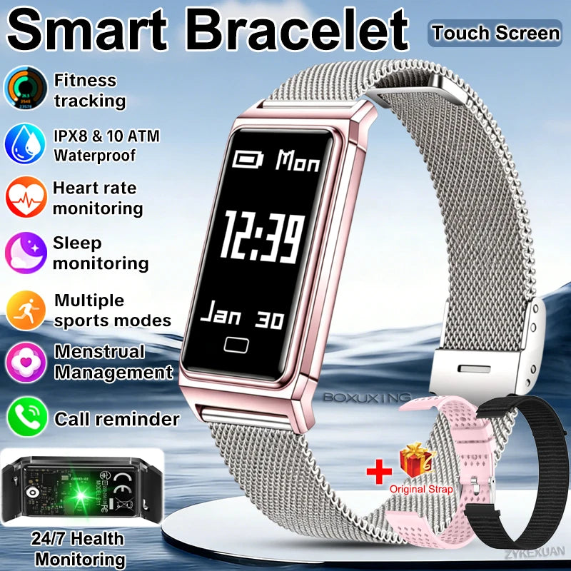 Fitness Tracker Smart Bracelet IPX8 Waterproof Touch Screen Health Monitor