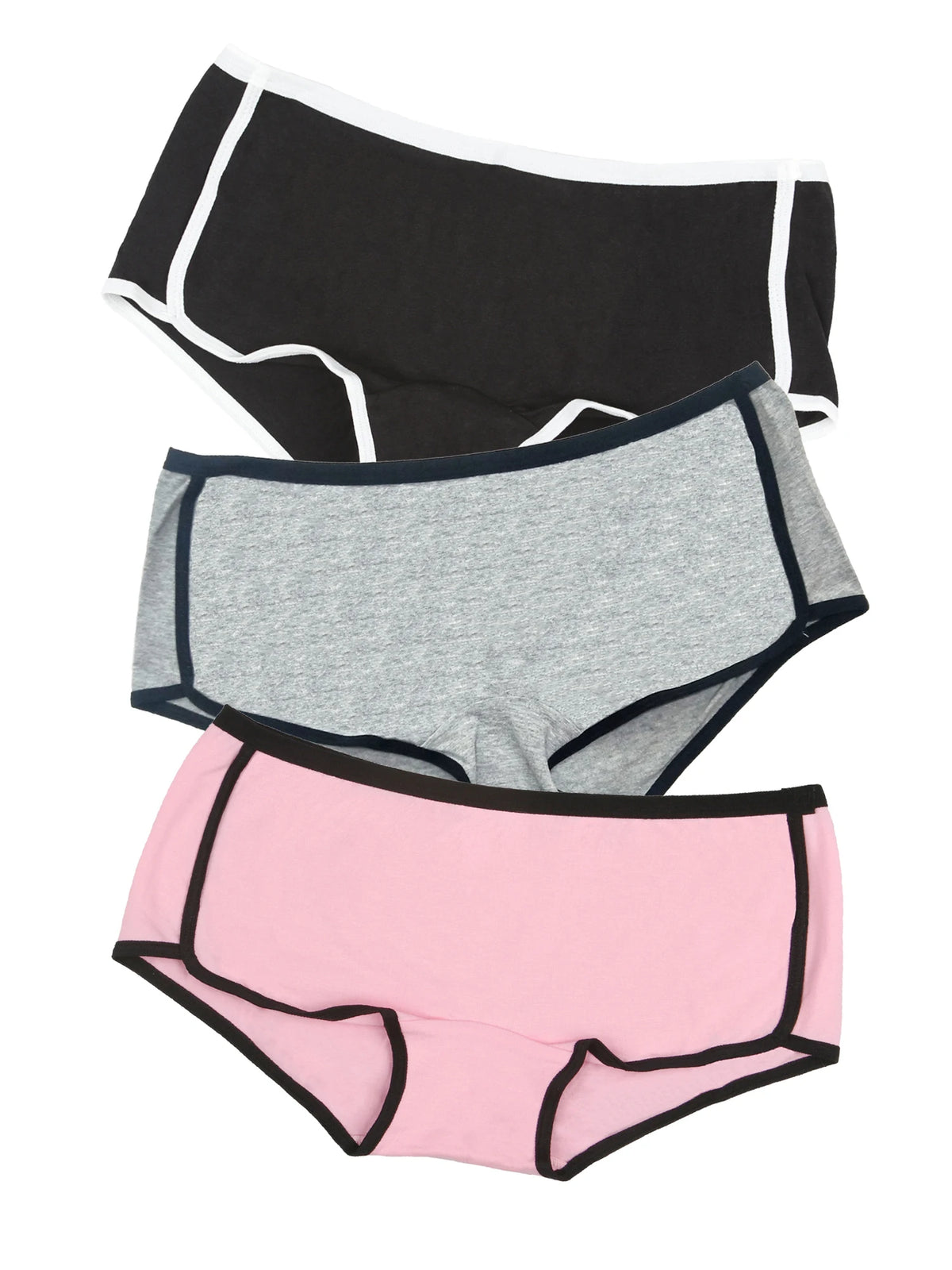 Women's Cotton Boyshort Briefs Set, Breathable Comfort Underwear