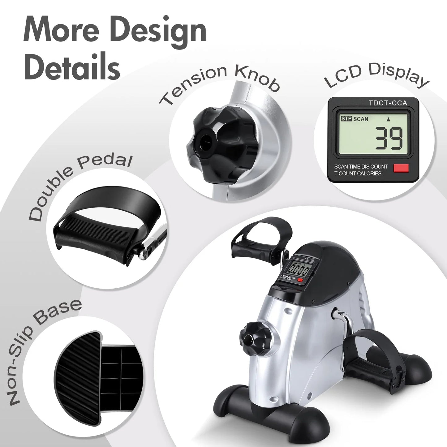 Mini Under Desk Pedal Exerciser With LCD Screen Display