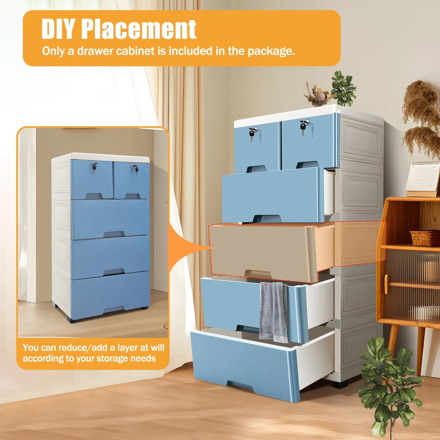 Classic 6 Drawer Plastic Dresser Storage Tower For Home Office