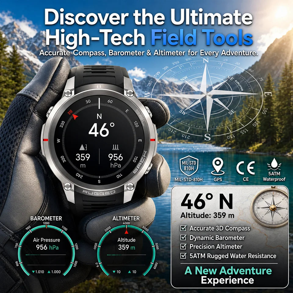 Advanced Military GPS Smartwatch With Offline Mapping And Fitness Tracking