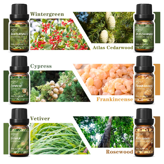 HIQILI Woody Fragrance Oils Set For Diffusers Humidifiers Candles
