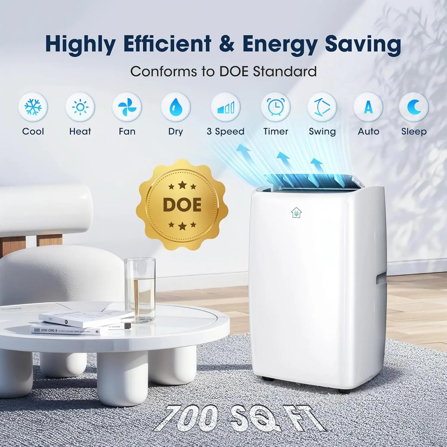 Portable 14000 BTU Smart Portable Air Conditioner With App