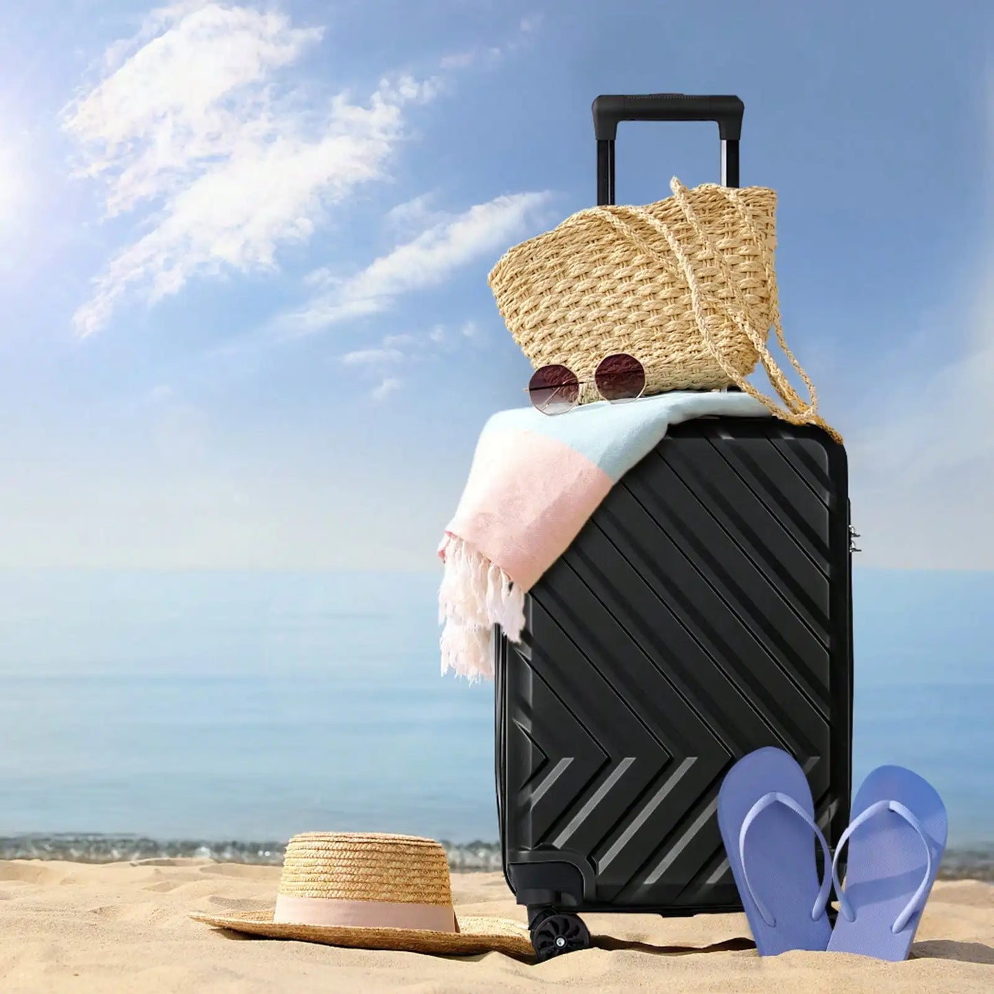 ABS Trolley Luggage Case With Spinner Wheels And Customs Lock
