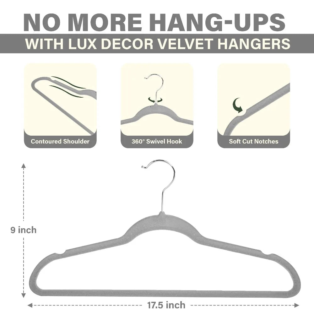 COBASPORT Velvet Hangers 50 Pack Heavy Duty Non Slip With 360 Degree Hook