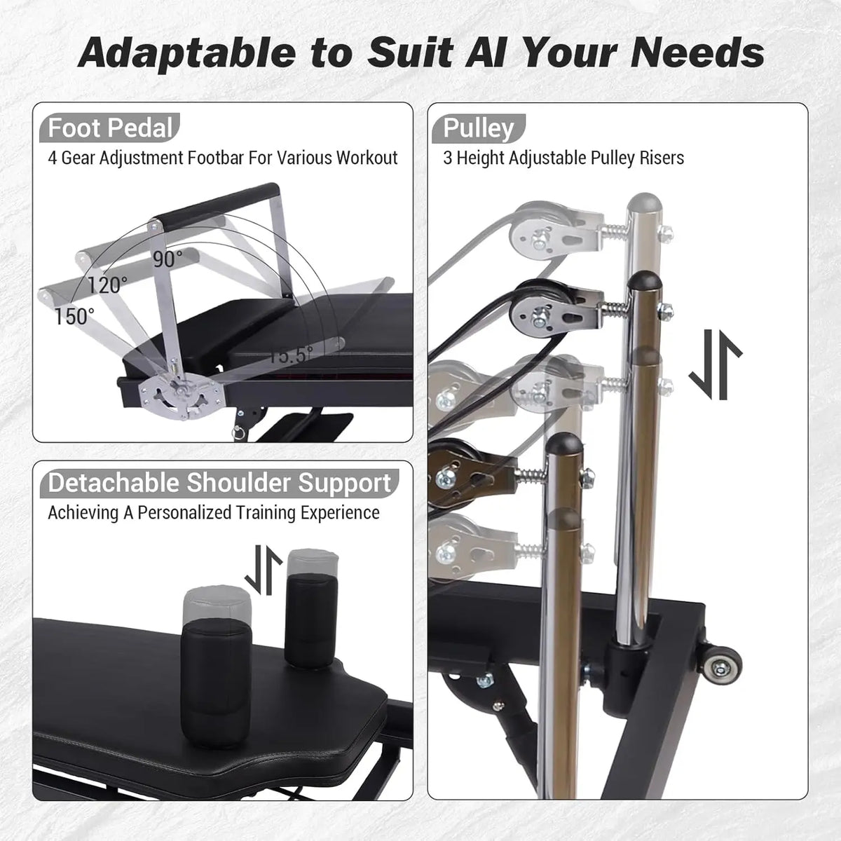 HiMISS Foldable Reformer Pilates Machine With Adjustable Spring System