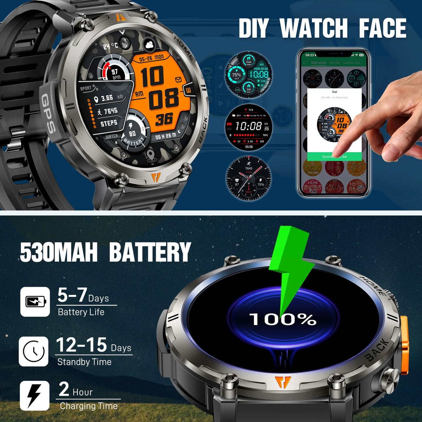 EIGIIS KE3 Bluetooth Call Smartwatch For Men Heart Rate Monitor