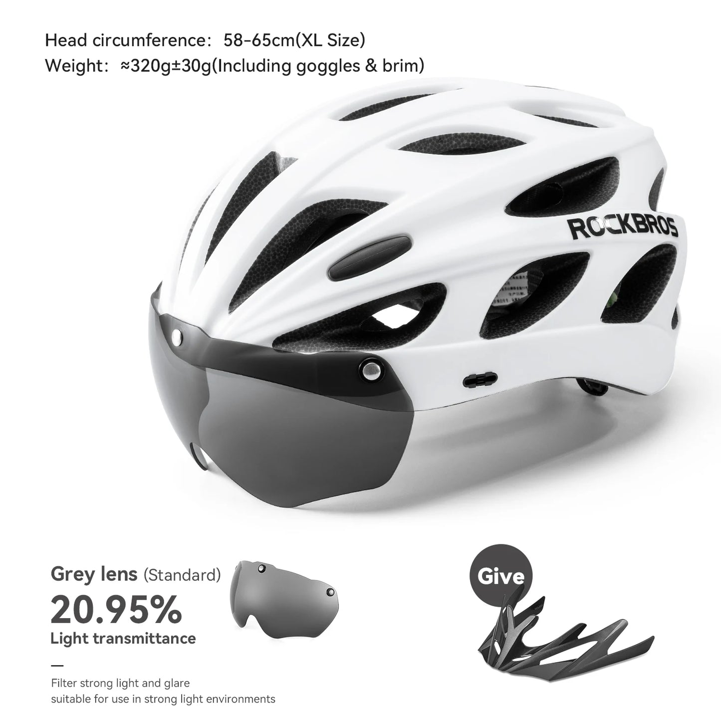 ROCKBROS Lightweight Integrated Cycling Helmet With Goggles