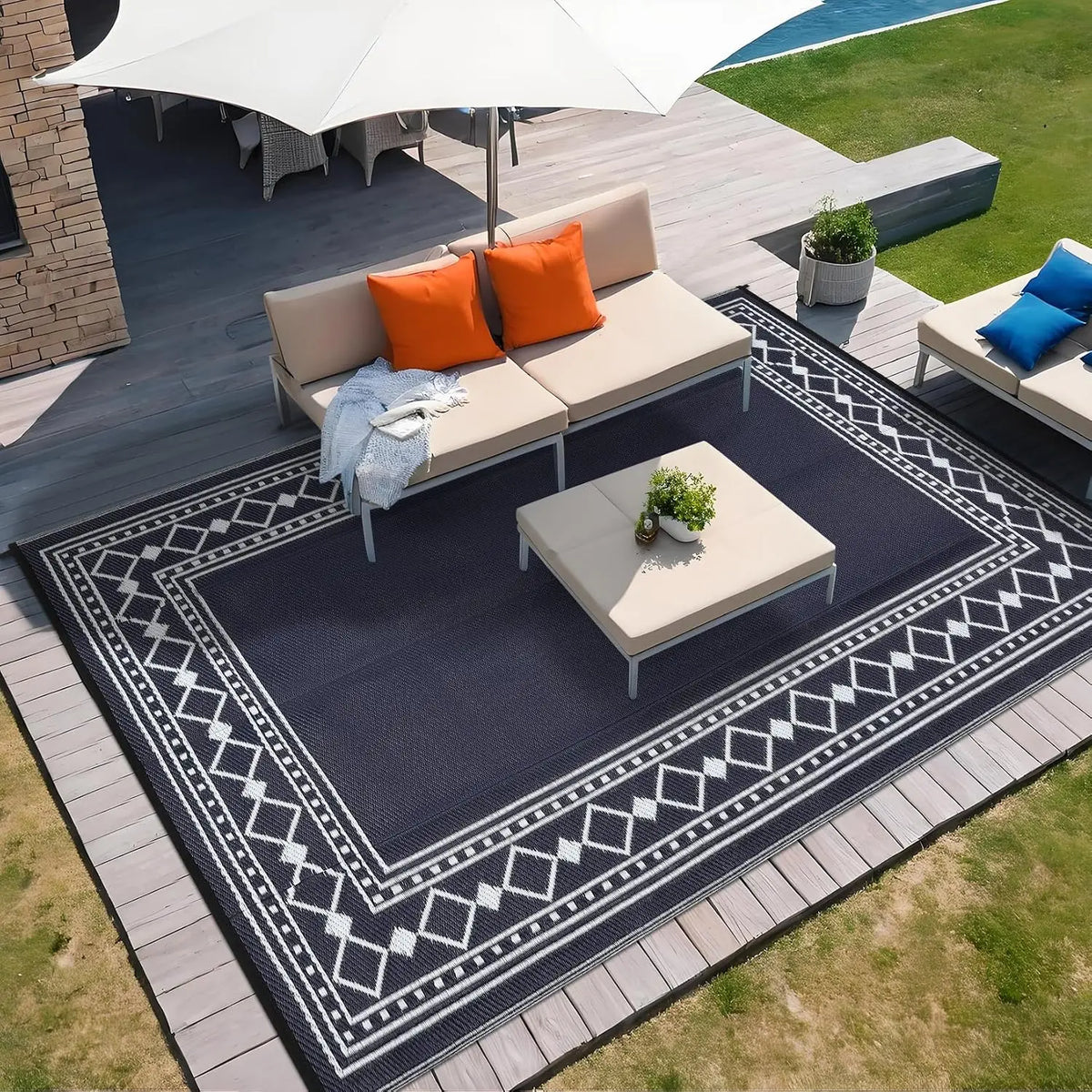 Garvee Waterproof Washable Flocking Rug For Living Room And Bedroom