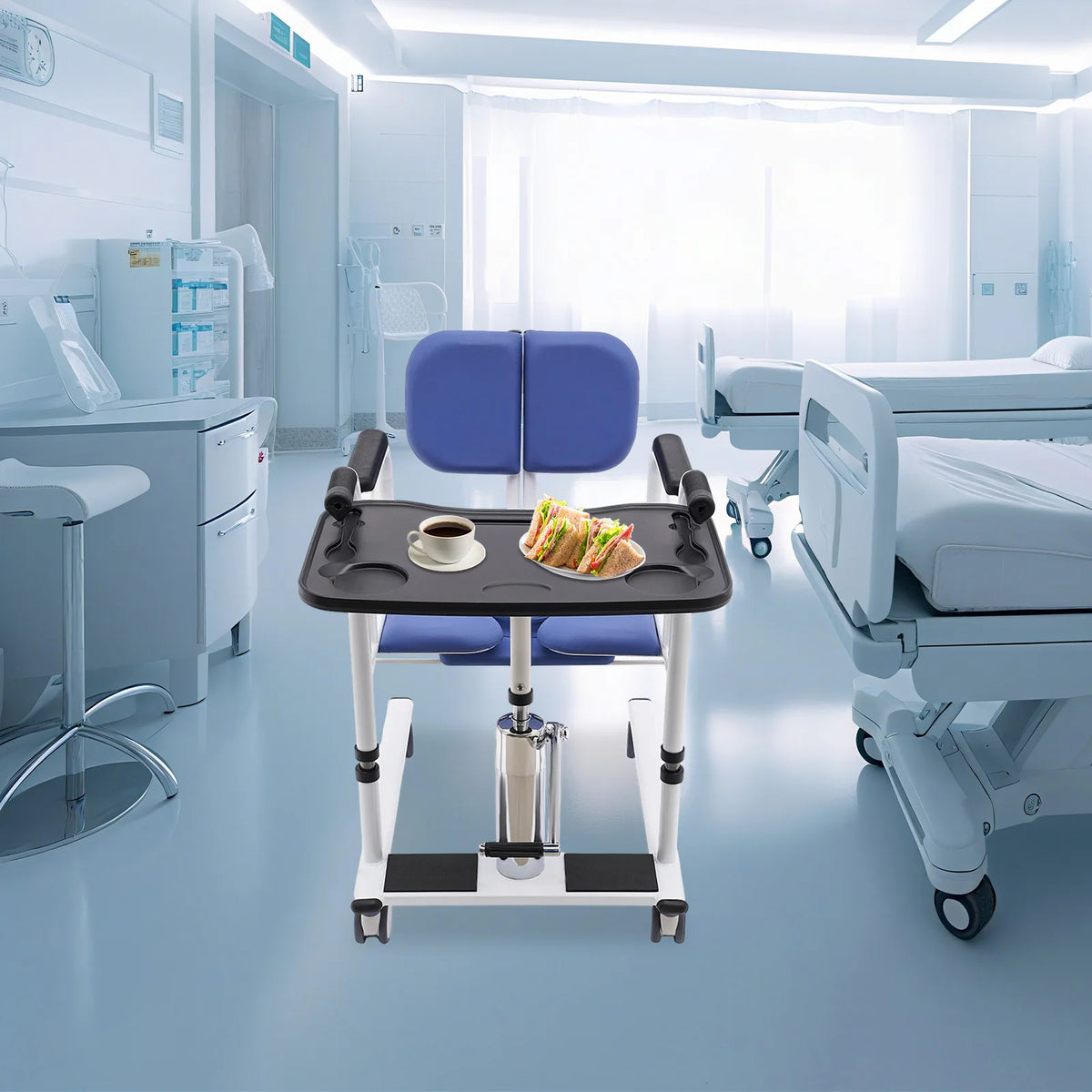 180 Degree Split Seat Hydraulic Patient Lift Transfer Chair With Adjustable Height And 330 Lb Capacity