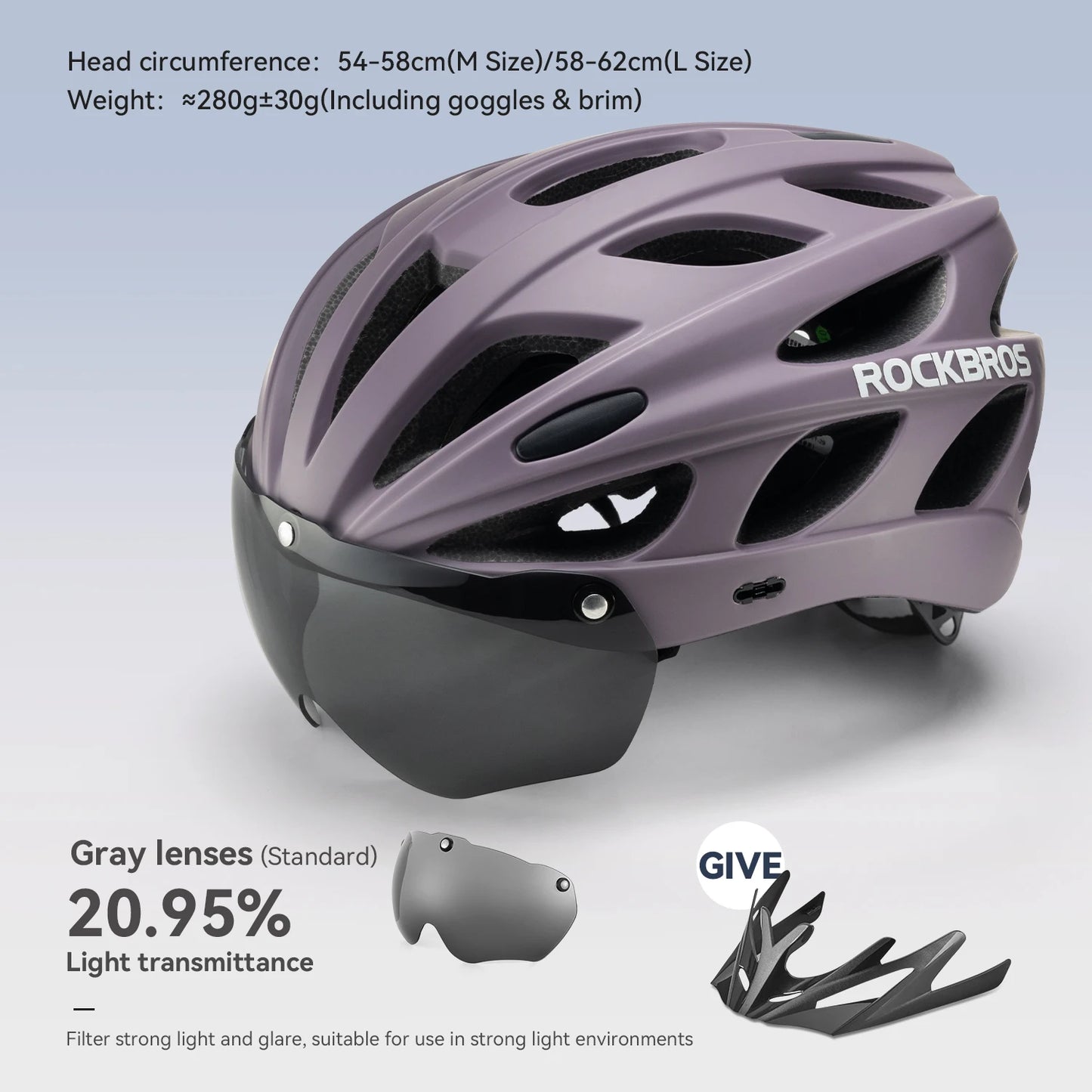 ROCKBROS Lightweight Integrated Cycling Helmet With Goggles