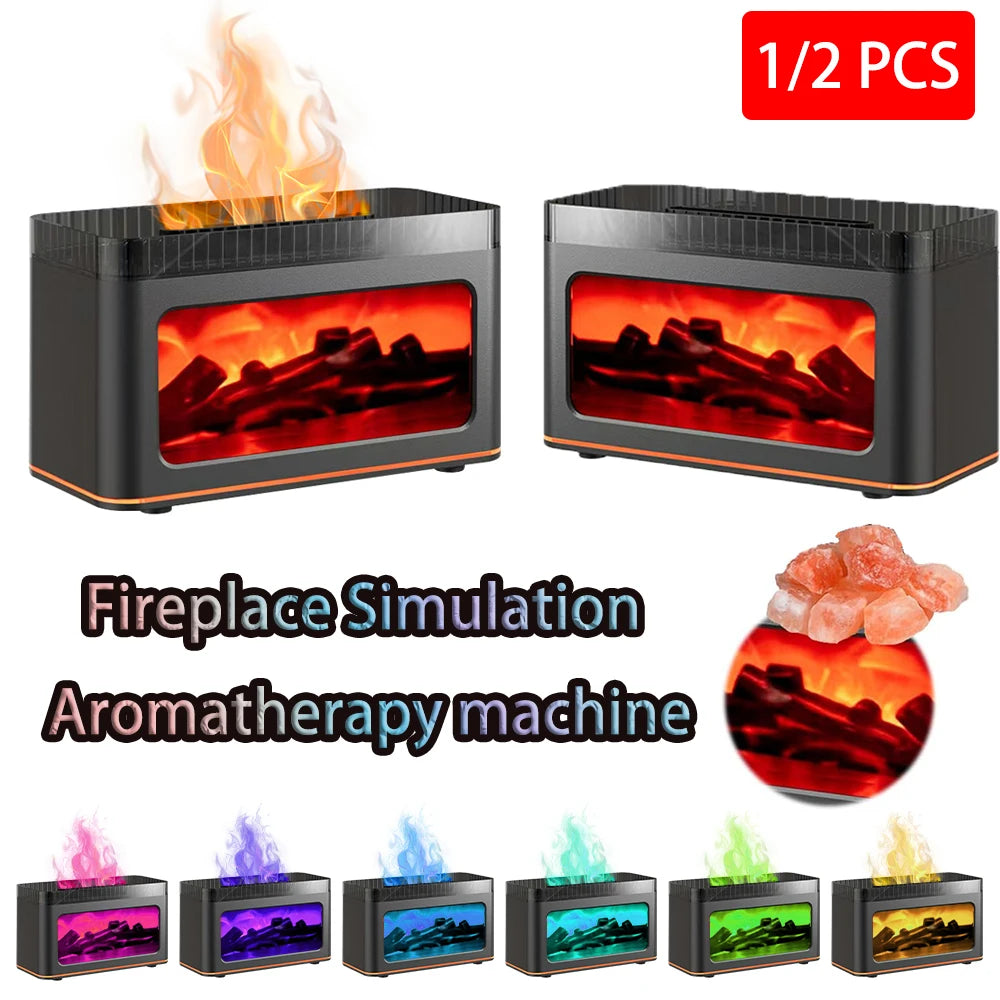 Simulated Flame Aromatherapy Humidifier With Atmosphere Lighting Remote Control