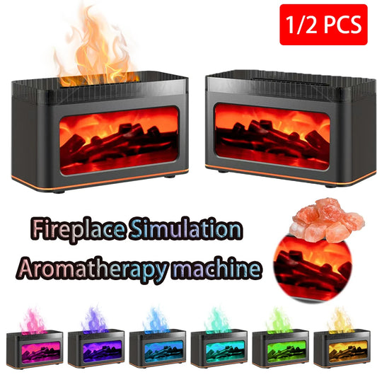 Simulated Flame Aromatherapy Humidifier With Atmosphere Lighting Remote Control