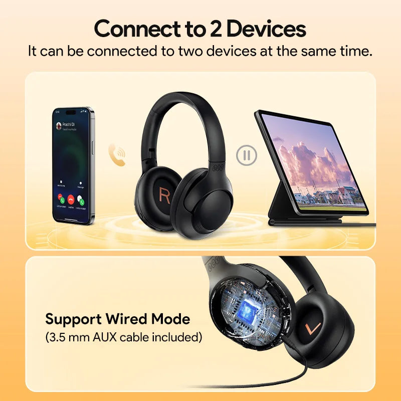QCY H3 Wireless Headphones With Active Noise Cancellation Bluetooth 5.4