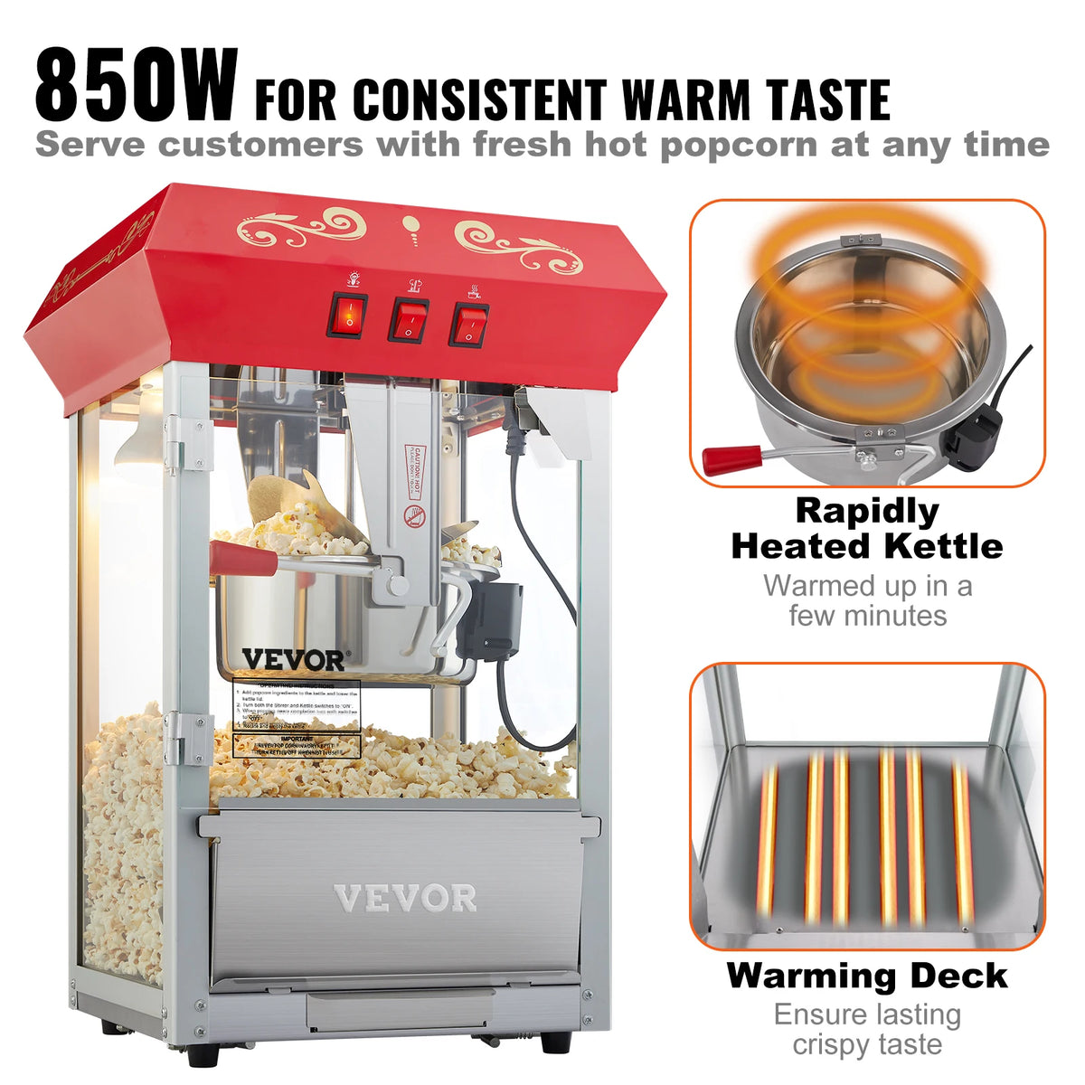 SucceBuy Commercial Electric Popcorn Maker With Stainless Steel Kettle