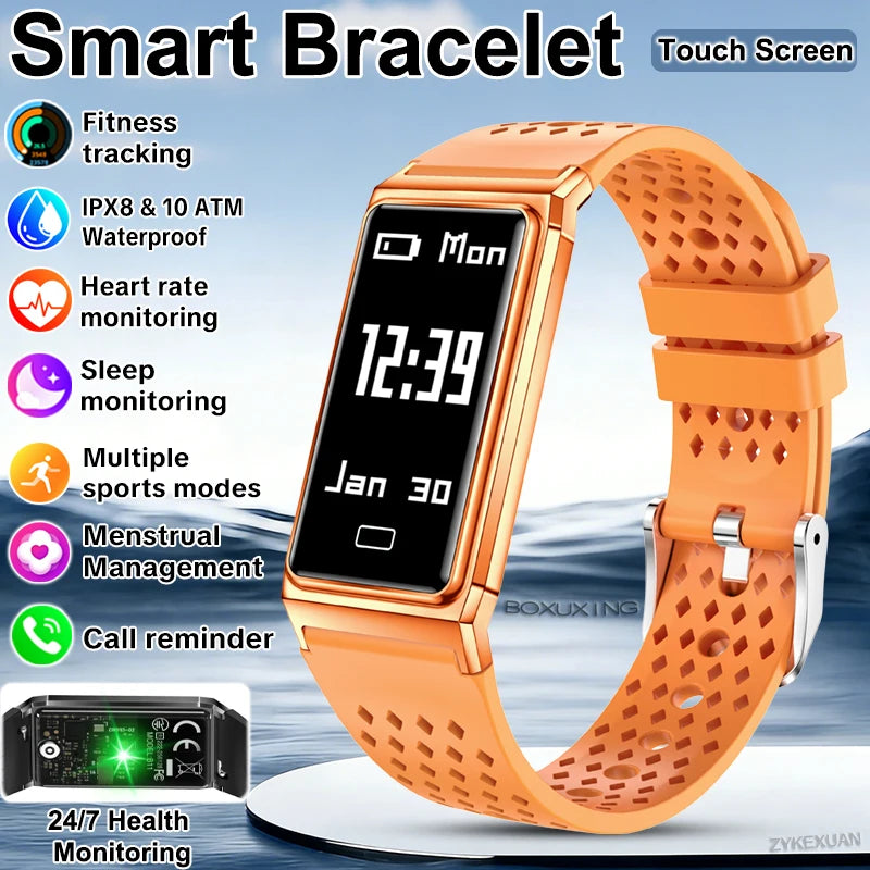 Fitness Tracker Smart Bracelet IPX8 Waterproof Touch Screen Health Monitor
