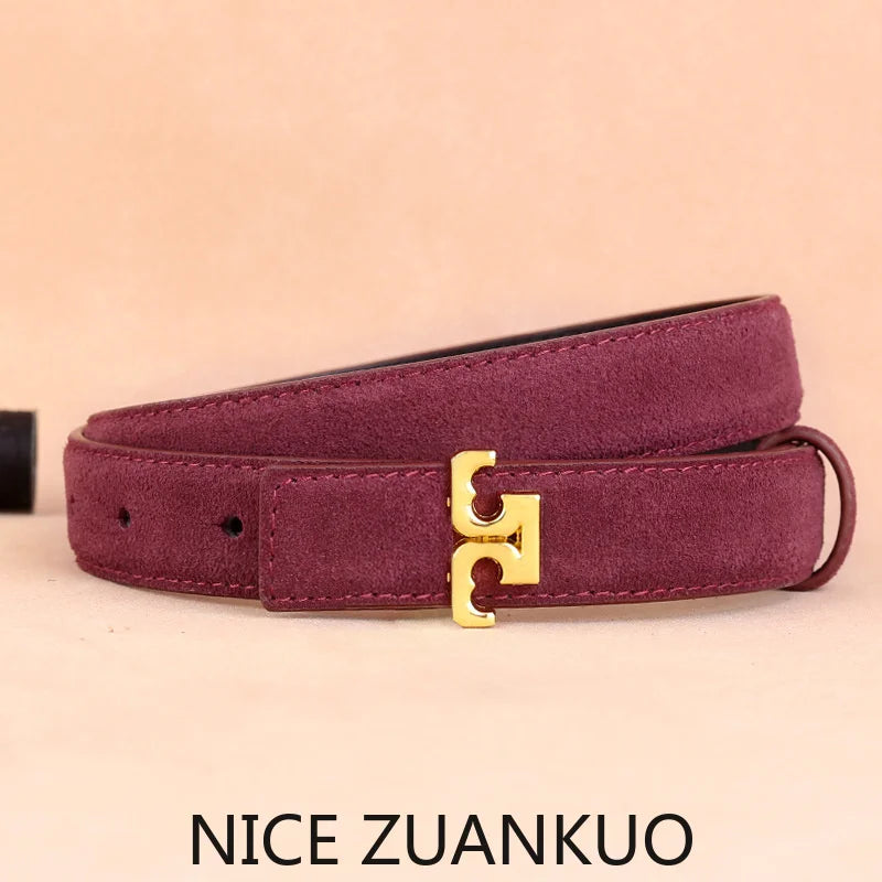 Zuankuo Women's Genuine Leather Suede Fashion Belt With Creative Design