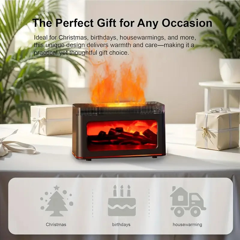 Simulated Flame Aromatherapy Humidifier With Atmosphere Lighting Remote Control