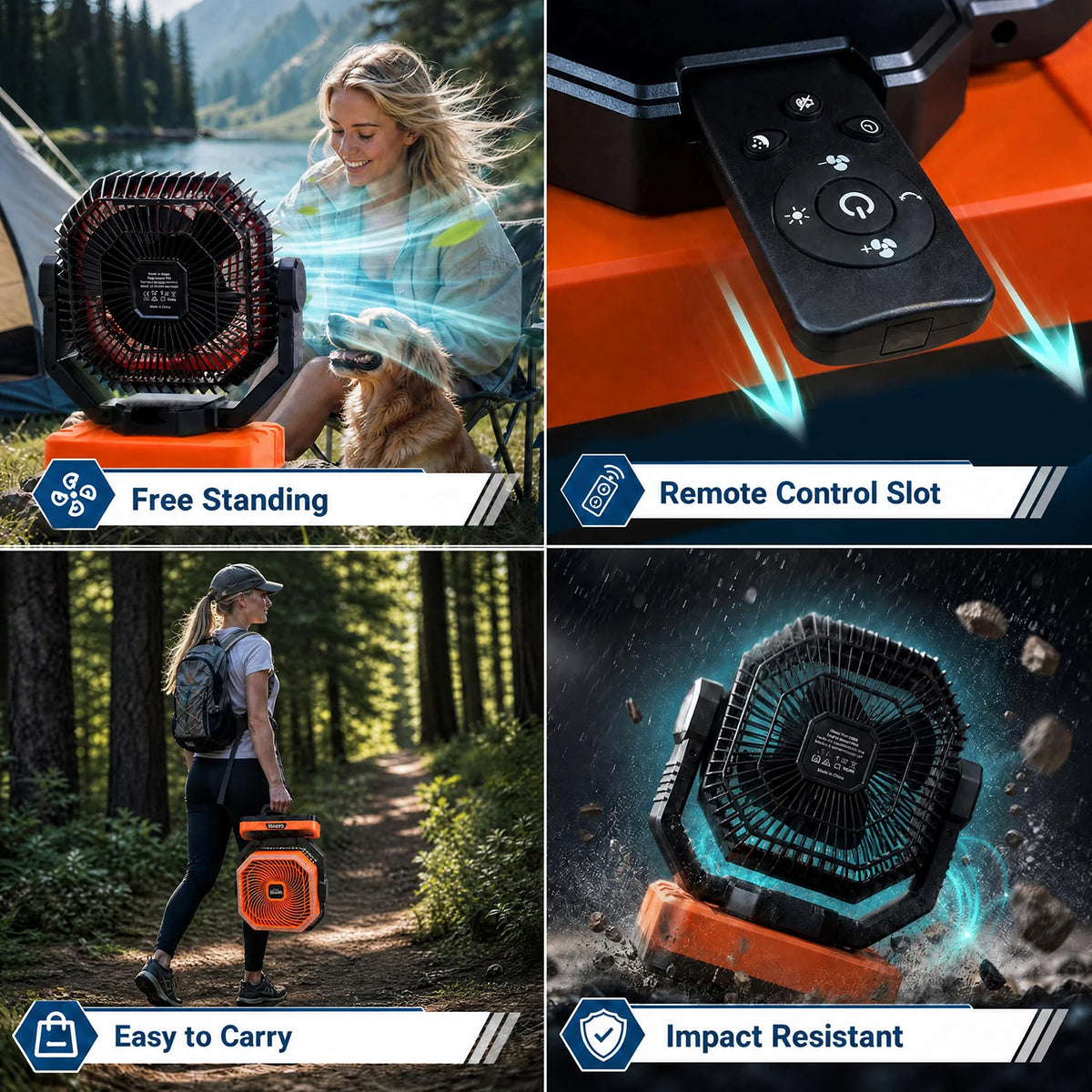 Himiss Portable Camping Fan 40000mAh LED Light Remote Timer