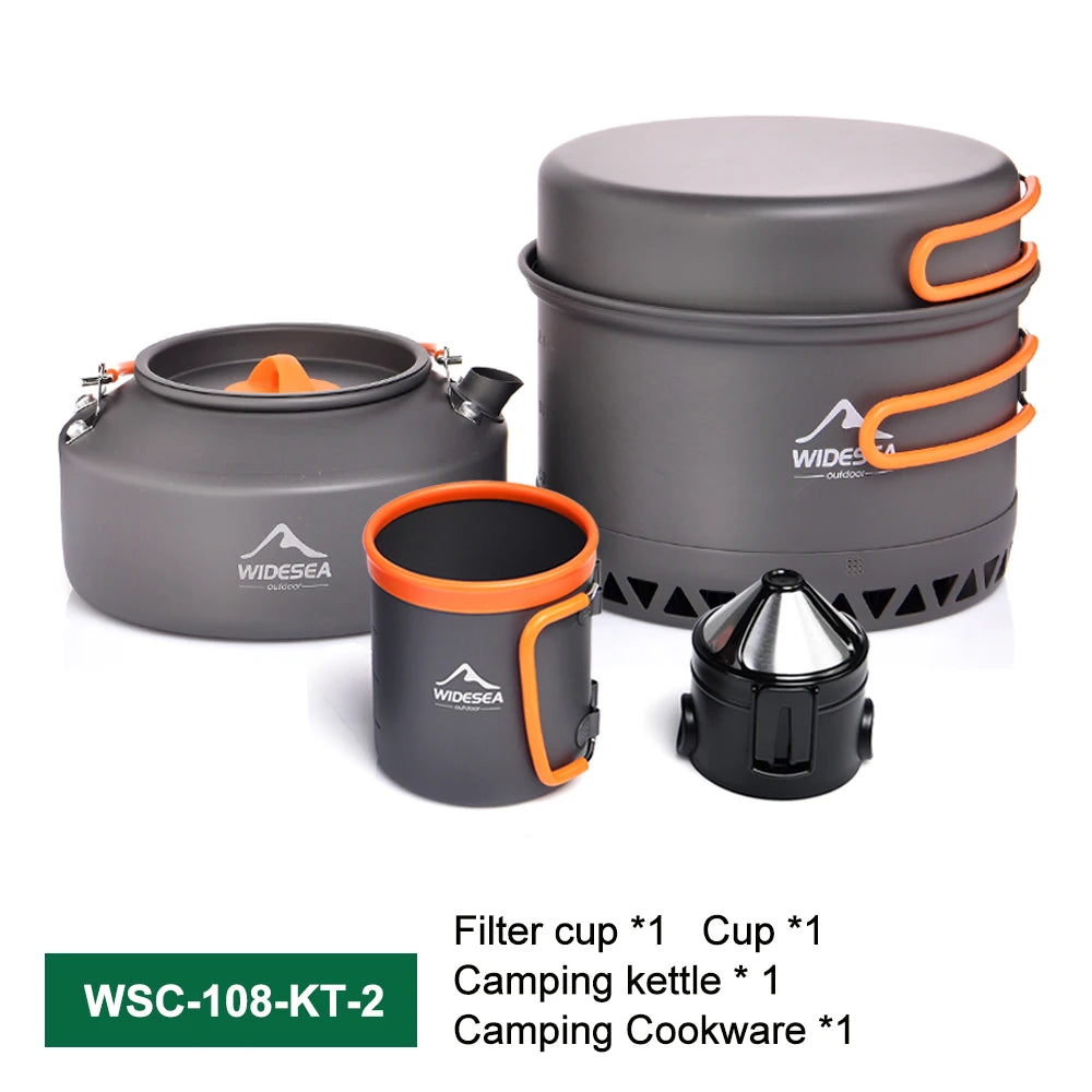 Widesea Outdoor Camping Cookware Set With Pots Kettle And Cups