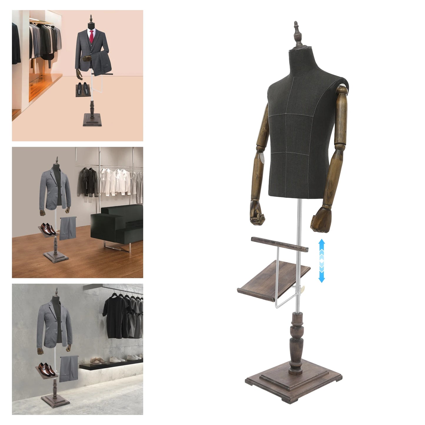 Male Adjustable Dress Form Torso For Clothing Retail Display
