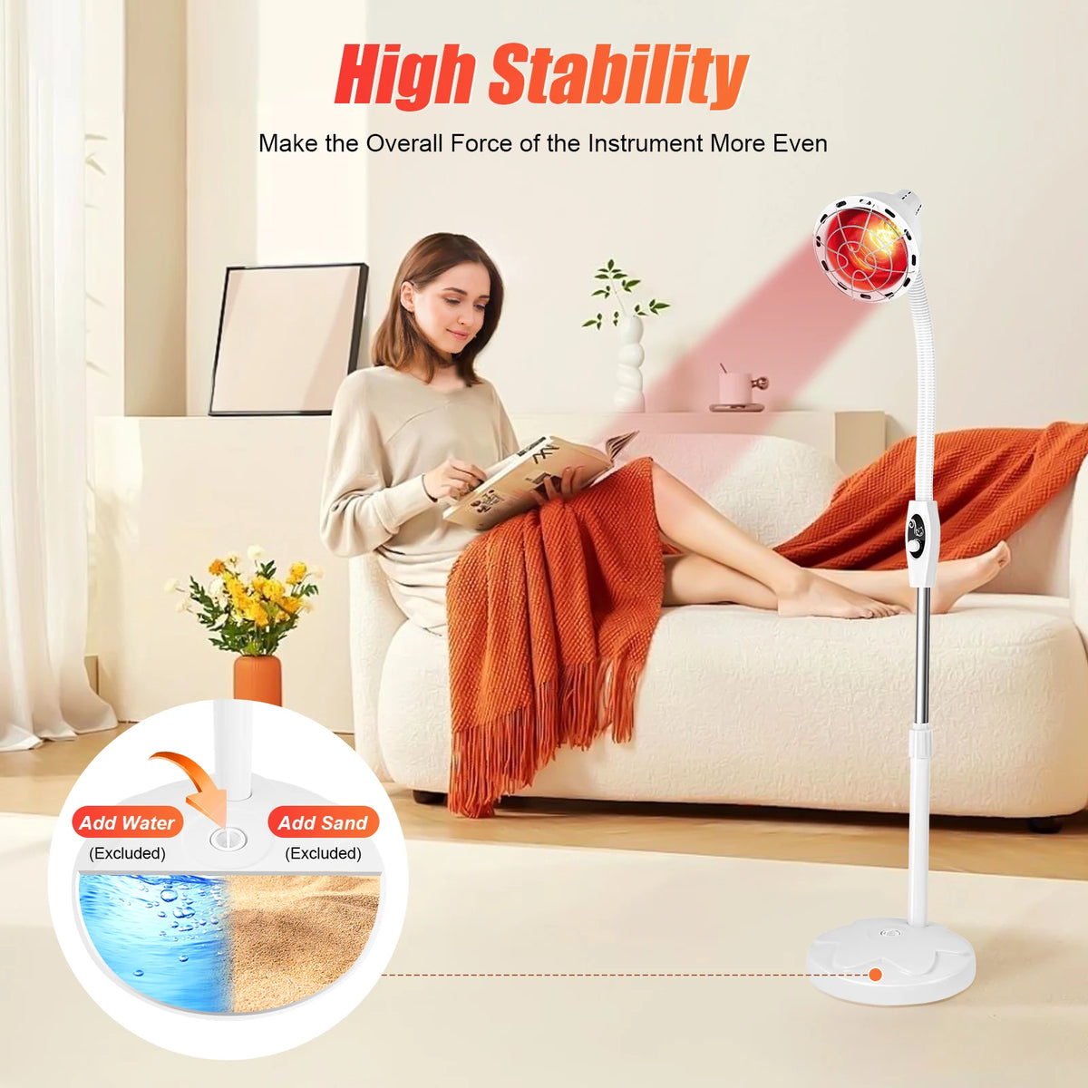 275W Adjustable Infrared Heat Lamp with 360 Rotatable Temp Control