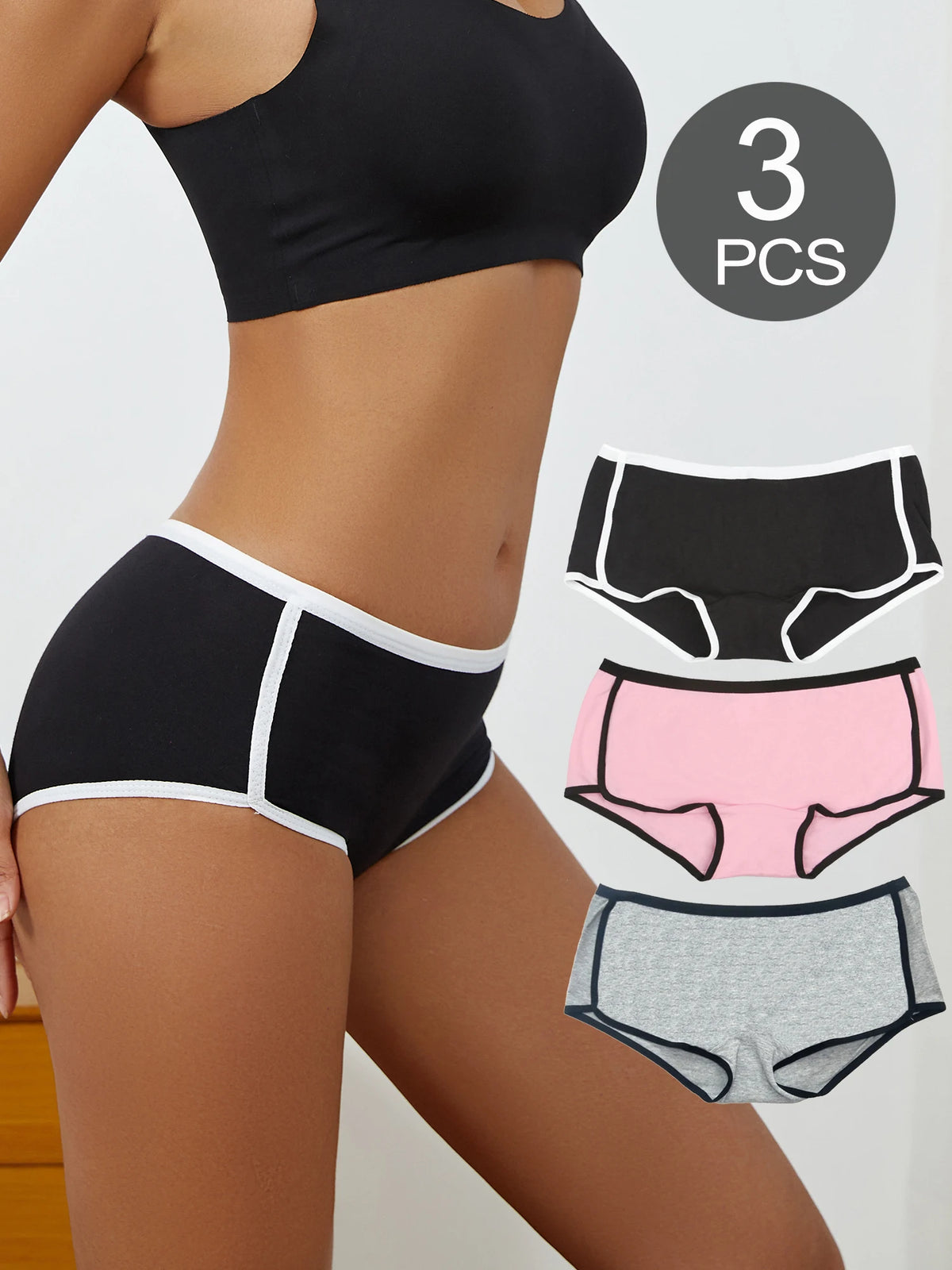 Women's Cotton Boyshort Briefs Set, Breathable Comfort Underwear