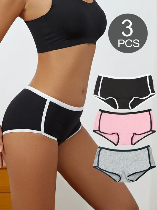 Women's Cotton Boyshort Briefs Set, Breathable Comfort Underwear